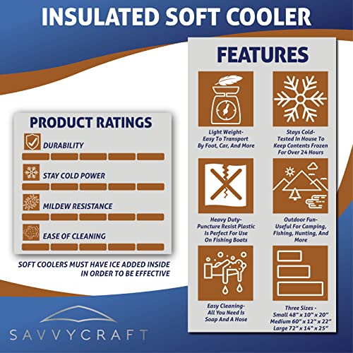 Savvycraft Waterproof Leakproof Insulated Fish Kill Bag, Heavy Duty Soft Fish Storage Bag with Easy Grip Handles, White 48" L x 10" W x 20" H - style: Flat Bottom: 48"l X 10"w X 20"h
