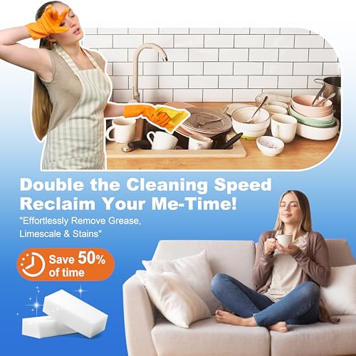 50-Pack Extra-Thick Melamine Sponges 3.94" 2.76" 1.18" Durable Kitchen & Bathroom Cleaning Pads Powerful, Non-Scratch, Water-Activated Magic Sponge - size: 50 Ct (Extra-Thick)