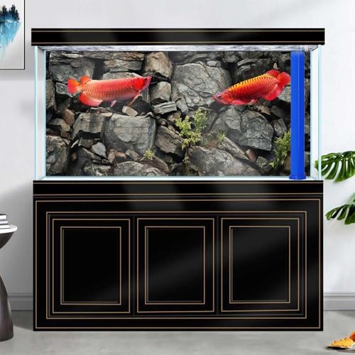 24X12IN Stone Aquarium Background, Rock Fish Tank Background, Natural Rocky Glass Terrarium Background with 8 EVA Double-Sided Tape - color: Stone, size: 24X12in/60X30cm