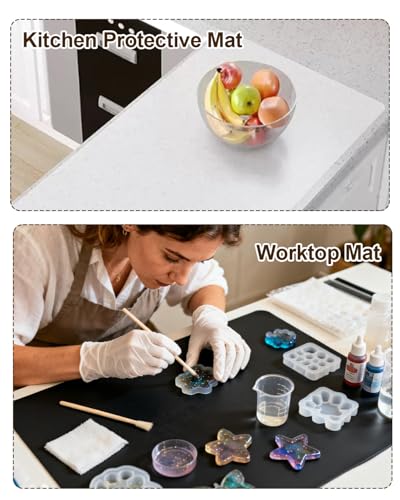 Silicone Crafting Mats, 12"x16"x2MM Large Art Mat for Crafts, Heat Resistant Non Stick Work Surface for Epoxy Resin, Jewelry Making, Painting, Clay, Scrapbooking and Table Protection, 3PCS - color: Black & Gray&translucent, size: 12"x16"