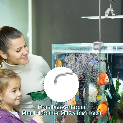 2 Pcs Aquarium Light Riser Stand for Rimless Fish Tanks - Adjustable Tank Light Holder Fits 5–24" LED/T5/Hybrid Fixtures, Saltwater & Freshwater Aquarium Light Hanging Kit