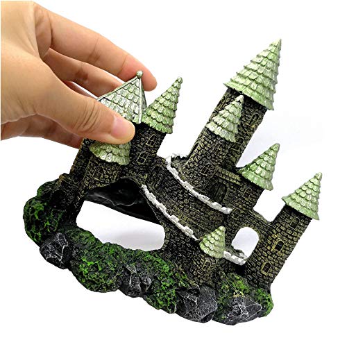 M2cbridge Aquarium Decor Castle Shipwreck Ornament Underwater Landscape(Green Castle) - color: Green Castle