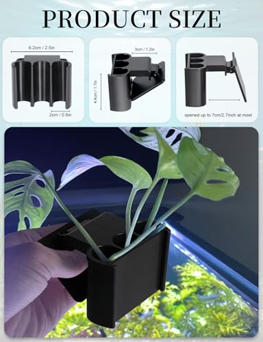sogiv 3 Holes Aquatic Plant Cups, Hanging Aquarium Plant Holder, for Fish Tank Plants Potting, Aquascape Accessories Decorations, Black, 2 Pcs - color: Black, 2 Pcs