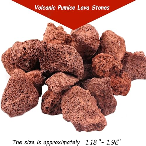 Tfwadmx 10 Pack Aquarium Red Lava Rock Fish Tank Volcanic Pumice Stones for Shrimp Betta(1.18''-1.96'') - color: Red, size: M:1''-2''