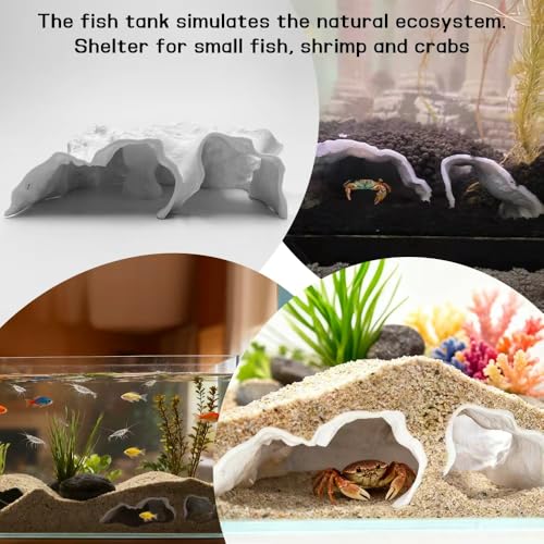 3D Printed Aquarium Cave Tunnel - Fish Tank Decoration Natural Fish Hideout for Pleco, Shrimp & Corydoras | Sinking Base & Viewing Ports | Substrate-Friendly Decor (6.7" Under Gravel Design) - color: White