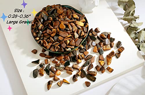 QINJIEJIE250g Tiger Eye Crystals Polished Rocks Tumbled Stones Chips Stone Crushed Quartz Crystal Natural Gem Gravel Home Decoration Succulent Plants Vase Filler Landscape Bottom Ornament 0.55lbs - color: Yellow - Tiger Eye, size: 0.55 Pound