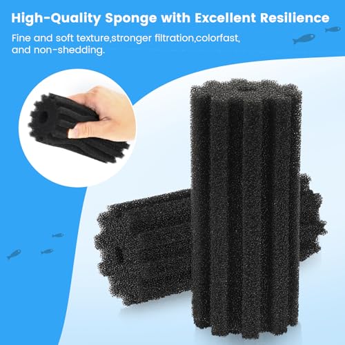 hygger Pack of 4 Replacement Sponges for Aquarium Vertical Stripes Double Sponge Filter (S) - size: Sponge S