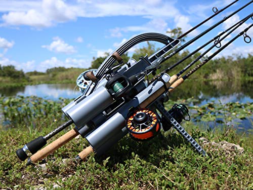 Rod-Runner Fishing Rod Carrier | Pro 5 Portable Rod Rack - color: Gray