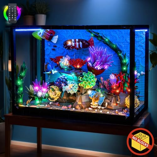 BrickBling LED Light Compatible with Lego Tropical Aquarium 10366, Decoration Lamp Compatible with Lego Tropical Fish Tank- Excluding Model (RC Version Light) - style: RC Version Light