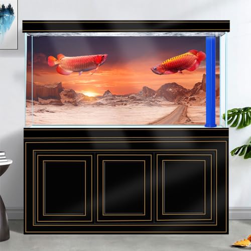 30X18IN Sun and Desert Moon Themed Reptile Habitat on Orange Durable Decorative Background, Terrarium Background with 10EVA Double-Sided Tape - color: Moon, size: 30X18in/75X45cm