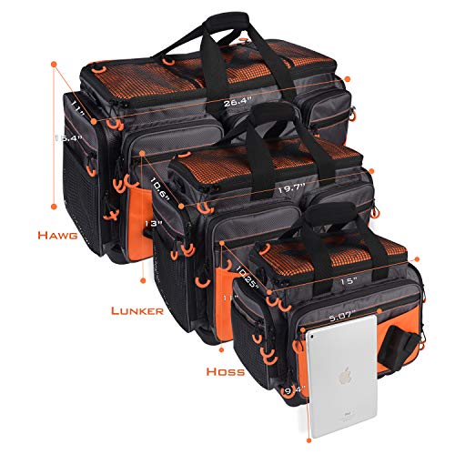 KastKing Fishing Gear & Tackle Bags - Saltwater Resistant Fishing Bags - Fishing Tackle Storage Bags - color: A1: Medium-Hoss(Without Trays, 15"x11"x10.25")-Orange