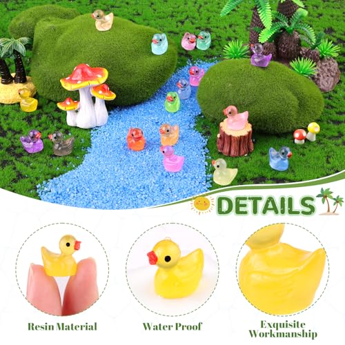 200PCS Mini Resin Animals Cute Tiny Ducks Glow in Dark,Miniature Duck Figures to Hide,Little Animal Small Figurines Bulk for Topper Desk Garden Dollhouse Landscape Ornaments DIY Crafts & Decor - color: Luminous Colorful Ducks-200pcs