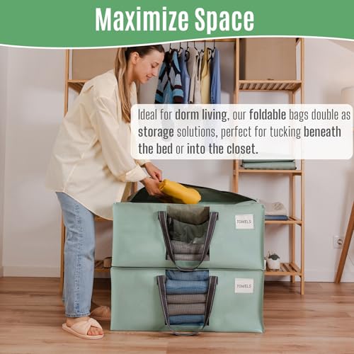 VENO 6 Pack Heavy Duty Moving Bags, Packing Bags with Clear Window, Alternative to Moving Boxes, Storage Bins for Clothes, Blankets, Comforters, College Dorm Essentials (Shiny Light Green, 6 Pack) - color: Shiny Light Green, size: 6 Pack