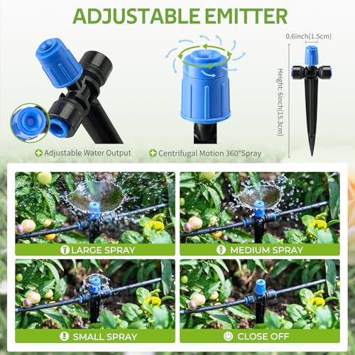 HIRALIY 15 Piece Quick-Connect Drip Irrigation Emitters for Drip Irrigation Kit Series 1/4'' Tubing, Vortex Adjustable Water Flow Dripper with Stake - style: 15Pcs Vortex Dripper
