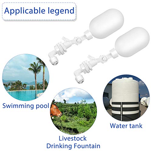 Mudder 6 Pack Float Ball Valve 1/4 Inch Adjustable Plastic Water Filter Float Valve for Ponds, Water Tank, Pump, Trough, Aquariums, Aquaculture, Reservoir