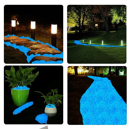 1000PCS Luminous Stone Glow Stones Glow in The Dark Rocks Outdoor for Walkway Backyard Pathway Lawn Aquarium Potted Plant Flower Decor,Blue - size: 1000, style: Blue