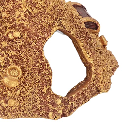 Wisecoco Aquarium Decoration Cave, Fish Tank Gold Mountain Simulation Resin Aquarium Treasure Mountain Hideouts Decoration for Freshwater Saltwater 4.3 x 4.7 x 5.9 inch