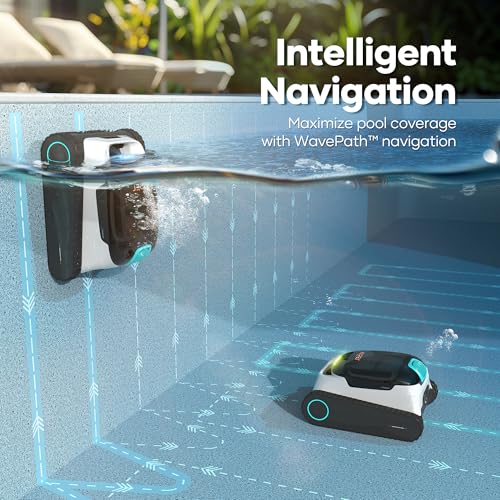Aiper Scuba S1 Robotic Pool Cleaner, Wall & Waterline Cleaning, Cordless Pool Robot with 4 Modes, Smarter Navigation with High-Precision Sensors（Renewed） - color: White