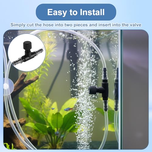 20 Pcs Aquarium Control Valve - T Shaped Aquarium Air Valves for 3/16" (4mm) ID Airline Tubing - Single Way Control Valve for Fish Tank Accessories