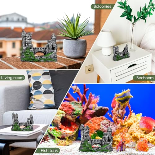 Milisten Aquarium Castle Decoration, Fish Tank Castle Ornaments for Small Fish Shrimp Hide Caves House Betta Hideout for Shrimp Turtle Guppy Crabs, Medium