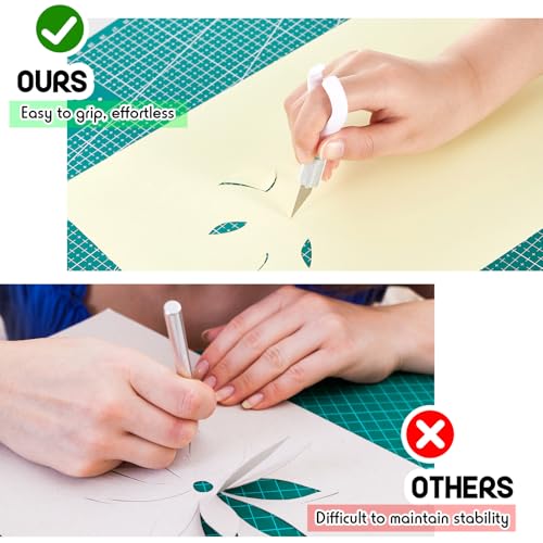 8 Set Fingertip Craft Knife 4.2 Inch Finger Detail Knife with Blades Ergonomic Hobby Handle with Finger Grip Cutting Tool for Precision Cutting and Trimming, 20 Pcs Blades