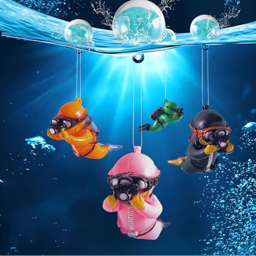 2-Pack Floating Fish Tank Decorations, Little Diver Aquarium Decoration Aquarium Accessories Fish Playmate for Fish Tank Suitable for All Kinds of Fish Tanks(Pink)