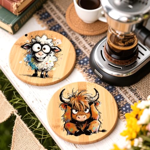 Peacoblue 18 Sheets Rub on Transfers for Crafts, Funny Farm Animals 3.6"x3.9" UV DTF Cup Wraps Waterproof Cold Transfers Stickers for Wood Glass Metal Cup Tumblers Mirrors Mugs Home Decor - style: Funny Farm Animals