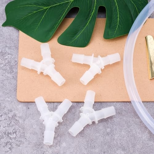 PAGOW 4 Pcs Plastic Hose Splitter, Y Shaped 3 Way plastic Tubing Joint Splicer for Oxygen Tubing Pipe Household Fuel Gas Liquid Air (1/2'') - size: 1/2" (4 Pcs)