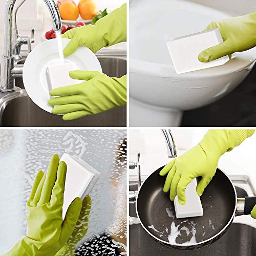 Magic Cleaning Sponges Eraser, 100 Pack Premium Melamine Sponge Foam Cleaning Pads, Dish Sponges, White Household Cleaning Scrub Sponge for Kitchen, Bathroom, Furniture, Floor Wall Cleaner - size: 100 Count (Pack of 1)