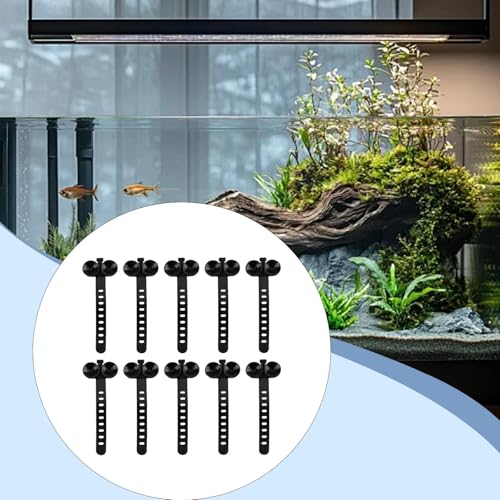 10 Pieces Aquarium Cable Ties Suction Cup Accessories Airline Tubing Holder Binding Tools Made from TRP Material Suitable for Nests Water Hose, Black - color: Black
