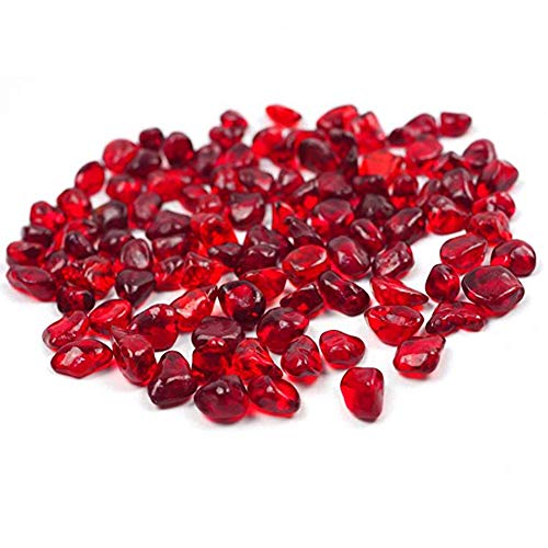 OMEM Aquarium Stone Decorations,Big Red Glass Crystal Stone, Fish Tank Gravel Decorations,Fantasy Fish Tank(A Pack of 200, Red) - color: Red, size: A Pack of 200