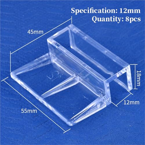 Aquarium lid Clips 16pcs 5/6/8/10/12mm Aquarium Acrylic Clips Glass Cover Support Holders Transparent Fish Tank Cover Plate Bracket Aquarium Accessories(12mm) - color: 12mm