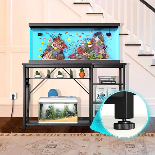 GRLEAF 20-40 Gallon Aquarium Stand: 800LB Capacity, Built-In Power Outlets, 3-Tier Shelves for Fish Tank Accessories Storage, Heavy-Duty Steel/Wood Hybrid for Fish & Reptile Tanks | Excludes Tank - size: 30-40