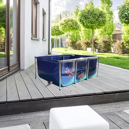 PVC Canvas & Steel Pipe Frame, Large Aquarium Pool Pond for Fish & Aquatic Pets, Transparent Viewing Window Panel, Easily Assembled(50x40x30cm) - size: 50x40x30cm
