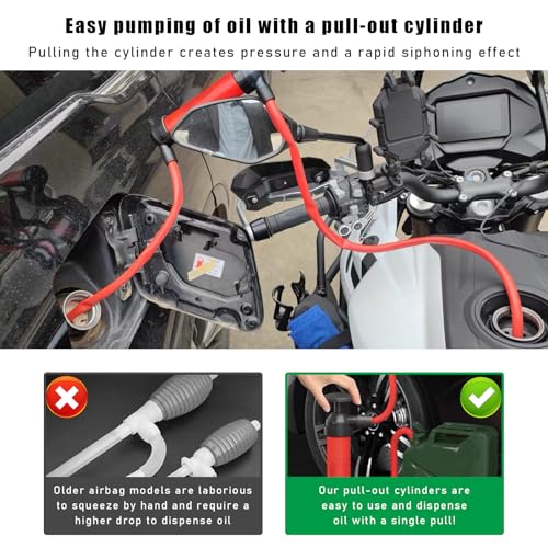 Siphon Pump Fluid Transfer Pump for Car, Fuel Transfer Hand Pump Kit for Gas Oil Water Liquids, Manual Fluid Fuel Extractor Suction Tool, Car Accessories