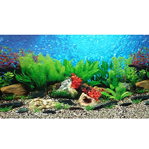 ELEBOX New 23" x 71" Fish Tank Background 2 Sided River Bed & Lake Background Aquarium - color: Coral, size: H:23.4"x L:71.7"