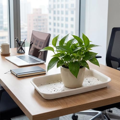 5 Packs Rectangular Plastic Plant Saucers No Holes Drip Trays for Potted Plants, Humidity Trays for Indoor Plants, Plant Saucers for Indoors, Ideal for Window Sill Plant Shelf