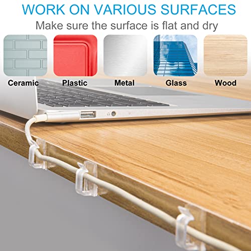 Adhesive Cable Clips Cord Organizer Clear (45 PCS, Large), Outdoor Light Clips for Christmas String Lights, Wall Wire Holder Clips for Ethernet Cable Management Under Desk, Led Light Hooks - color: Clear, size: Large