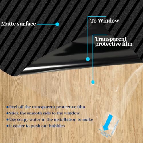 Niviy Blackout Window Film with Installation Tools, 100% Light Sun Blocking Static Cling Room Darkening Windows Covering, Removable House Window Tint (Black, 11.8 x 78.7 inch) - color: Black, size: 11.8'' x 78.7''