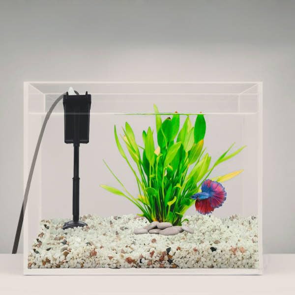 Power Filter, Fish Tank Filter Pump for 3 to 12-Gallon Aquariums, Adjustable Flow Rate and Filter Height, Fits Koller Products Fish Tanks and Aquariums Up to 13” High