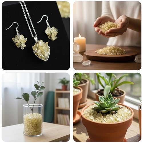 Crystal Chips Stone-Aquarium Rocks Decor,Fish Gravel,Tumbled Stone Chips for Aquascape Vase Filler,DIY Crafts,Indoor Plants - color: Yellow