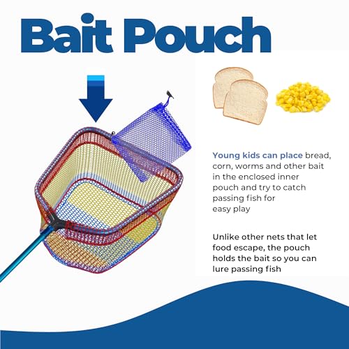 DaddyGoFish Kids Fishing Net - Extendable Telescopic Landing Net for Boy Girl Children Catching Small Fish Crab Shrimp Minnow Dragonfly Beach Pier Lake River Ocean - color: Style 2 (2 Pack, Blue + Blue)