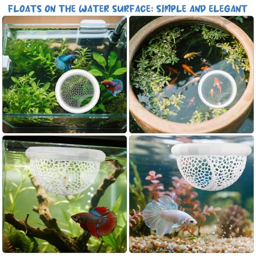 2 Sizes Floating Betta Fish Hide and Shrimp Cave – 3D Printed Aquarium Hammock, Floating Feeder Ring, and Resting Shelter for Nano Aquariums & Fish Tank Decorations (White)