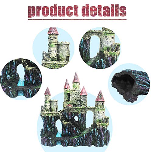 PINVNBY Aquarium Resin Castle Decoration Fish Tank Driftwood Castle Cave Hideouts House Plants Supplies Accessories(Red) - color: Red