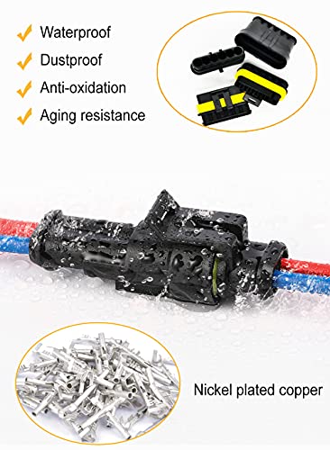 800Pcs 50 Sets Waterproof Automotive Electrical Wire Connectors Plug Kit 1/2/3/4/5/6 Pin Waterproof Connectors with Ratchet Crimping Tool - color: 800pcs With Crimper