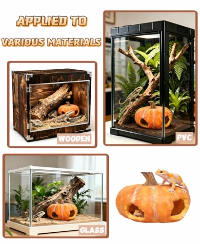 Pumpkin Reptile Hide for Leopard Gecko Hiding & Camouflage | Sunbathing Platform for Bearded Dragon & Leopard Gecko, Decorative Tank Accessory - color: Orange-Mediu