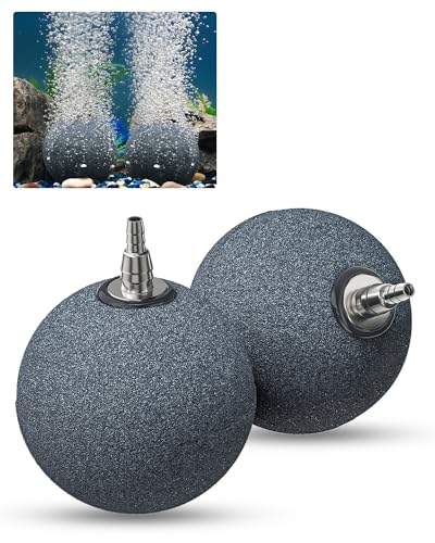 Pawfly Aquarium Air Stone 3 Inch Fish Tank Air Stone, Ball Bubbler Round Oxygen Diffuser for Air Pump Fish Tanks Buckets Small Ponds and DWC Systems, 2 Pack - size: 3 Inch
