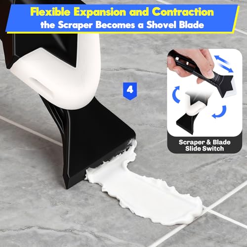 Silicone Caulking Tool Kit 3 in 1, Glass Glue Angle Scraper, Stainless Steelhead Caulk Remover and Sealant Scraper, for Kitchen Bathroom Window and Frames Sealant Seals - style: Classic with Scraper — Set