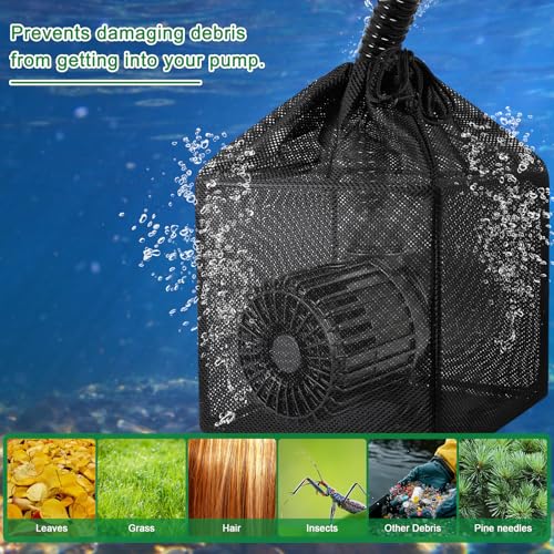 Pond Filter Bag, Pump Barrier Bag, Anti-Clogging Cube Filter Box, Black Media Bag Pump Mesh Bag for Outdoor Water Fish Ponds (7"x 2 pack) - size: 7"x 2 pack