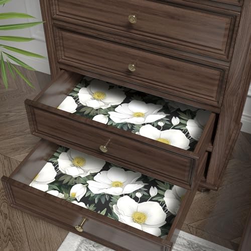Laatse Large Floral Wallpaper Peel and Stick White Floral Contact Paper 17.5in x 118in Waterproof Self-Adhesive Vintage Botanical Boho Wall Paper for Bedroom Walls Cabinet Drawer Decorative - color: White, size: 17.5" x 118"